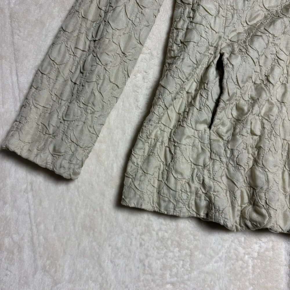 Eileen Fisher Womens Textured Jacket Beige‎ Button Front Size L Blazer Lagenook - Picture 4 of 14